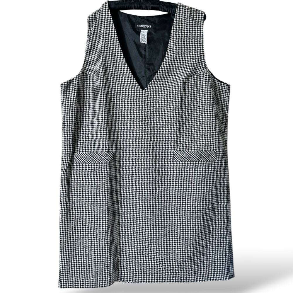 Plus size Vintage 90s Houndstooth Wool Preppy Dress |Dark Academia 22W 197 |
